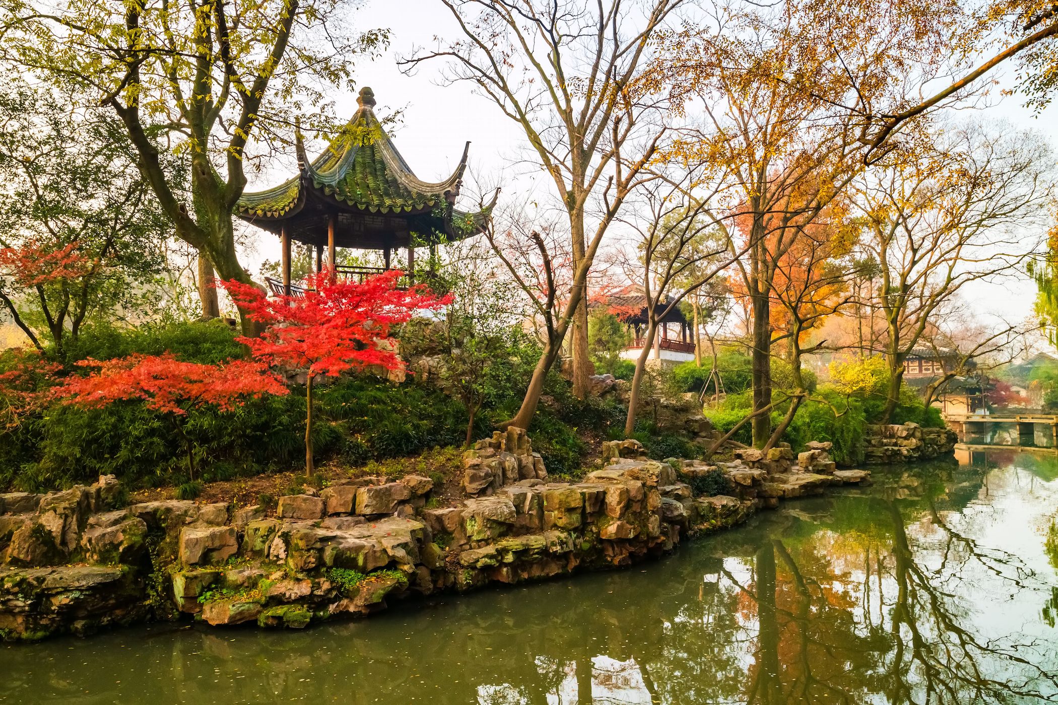 chinese pavilion of humble administrator's garden in suzhou, china