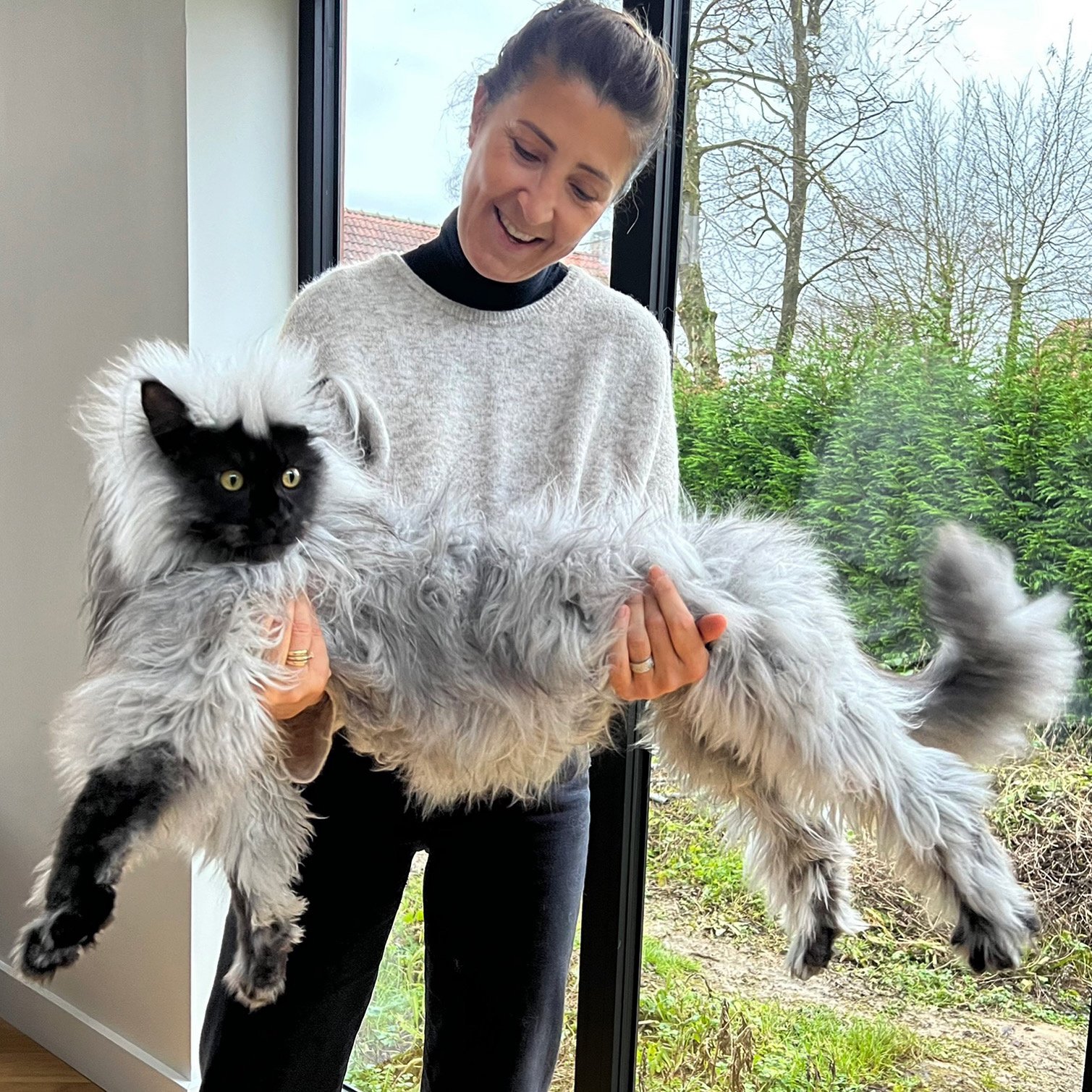 adriana holding richie the maine coon