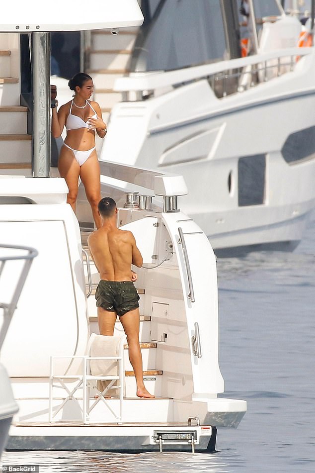 While the couple have been holidaying with their five children, they were not seen on the yacht, suggesting the couple were enjoying a romantic day out